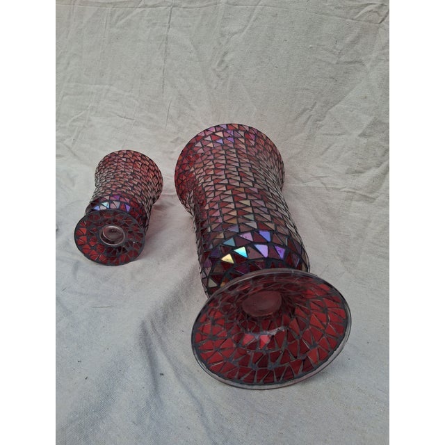 Vintage Pair of Mosaic Vases - A Pair For Sale - Image 10 of 11