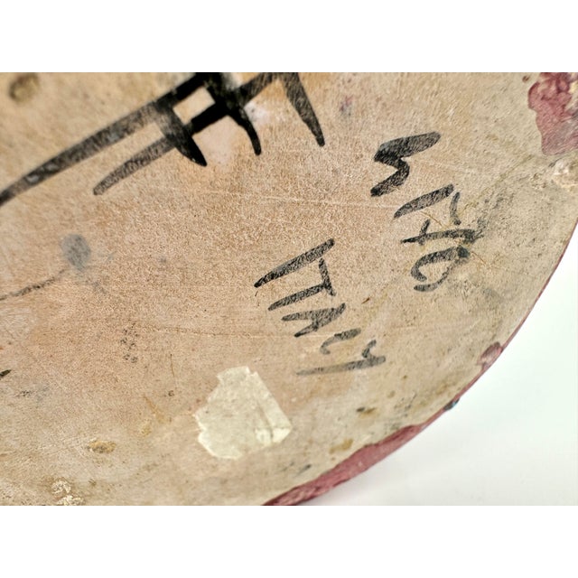 Yellow 1970s Italian Hand-Painted Ceramic Floral Vase With Scalloped Rim, Mid-Century Majolica Style For Sale - Image 8 of 8