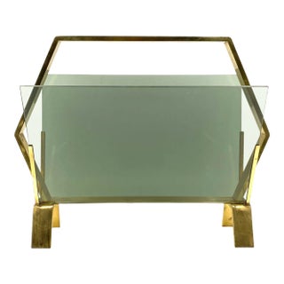 Modern Brass Magazine Rack, Italy 1970 For Sale