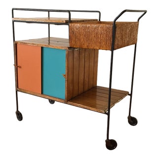 1950s Mid Century Modern Arthur Umanoff for Raymor Bar Cart For Sale