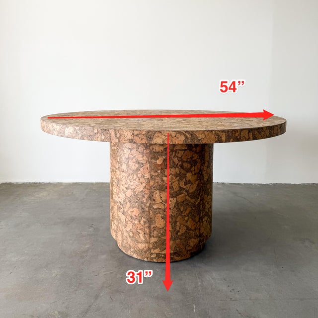 Vintage MCM Round Cork Dining Table 70s For Sale - Image 10 of 10