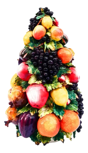 Large Porcelain Fruit Basket in the style of Capodimonte, 1950s
