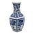 Vintage Chinoiserie Blue & White Hexagonal Porcelain Vase – Hand Painted Floral Panels For Sale