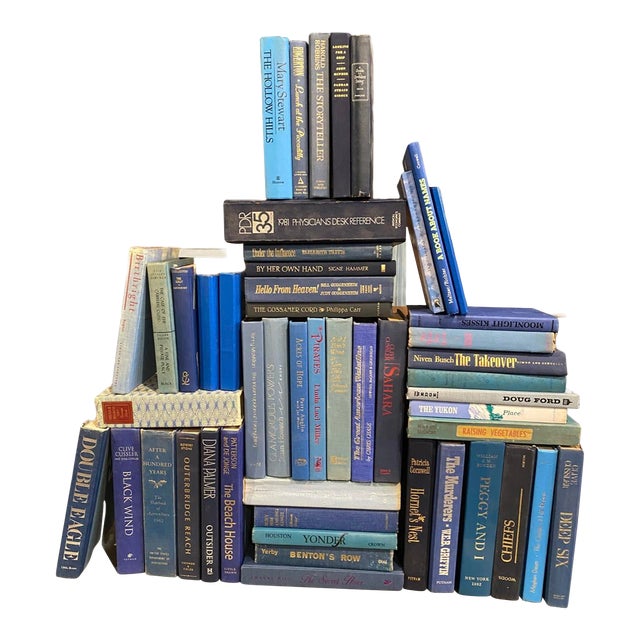 Vintage Late 20th Century Blue Books - Set of 50 For Sale