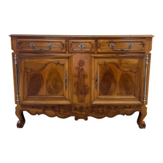 19th Century French Louis XV Provincial Solid Walnut Sideboard / Buffet. For Sale