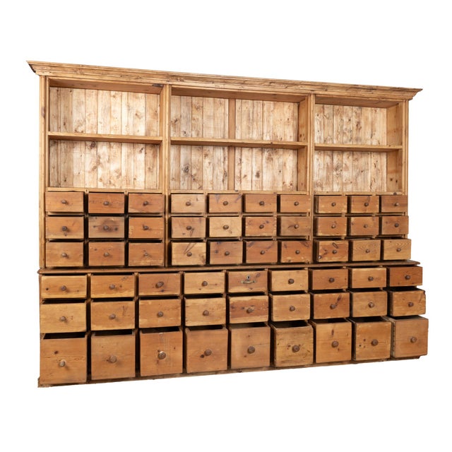 19th-century Danish pine shop cabinet/counter, traditionally known as a Danish grocer’s desk. This substantial piece...