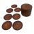 Vintage Hawaiian Carved Wood Coasters & Holder Set Aloha Honolulu Palm Tree Tiki - 8 pcs For Sale