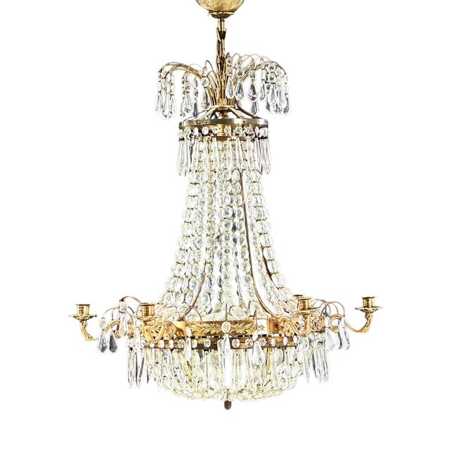 Antique Crystal Prism Chandelier, 1890 For Sale
