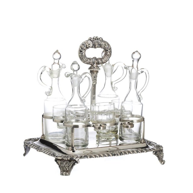 Silver Oil and Vinegar Set in Shell, 19th Century, Set of 10 For Sale - Image 8 of 8