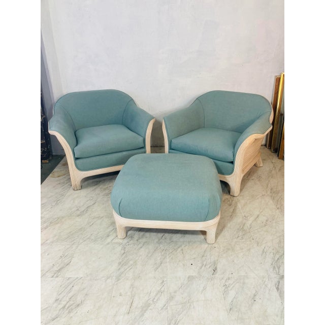 Vintage Coastal Pencil Reed Set, Chairs and Ottoman - 3 Pieces For Sale - Image 13 of 13