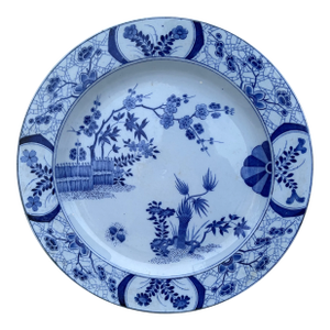 Large 19th Century French Blue & White Japon Platter Creil Montereau