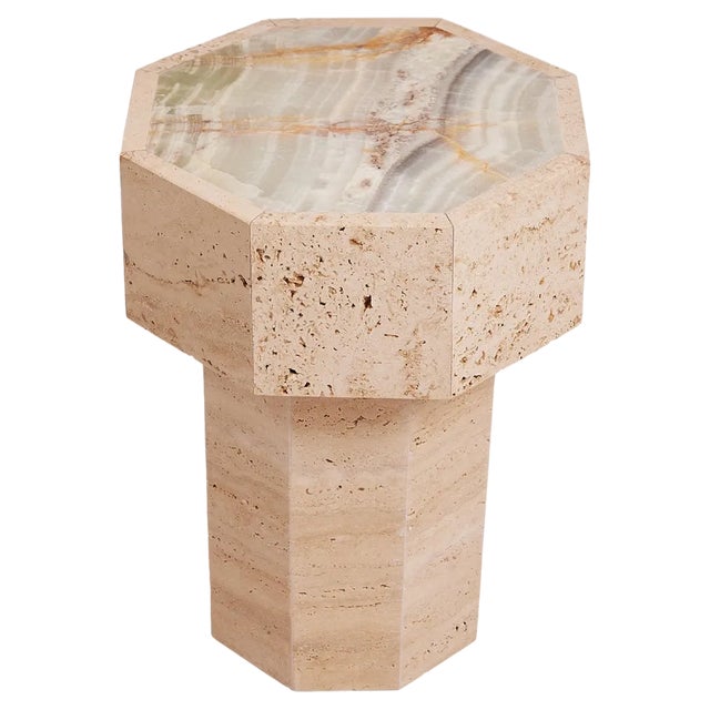 Exotic Onyx Gisele Side Table by Studio Gaia Paris For Sale