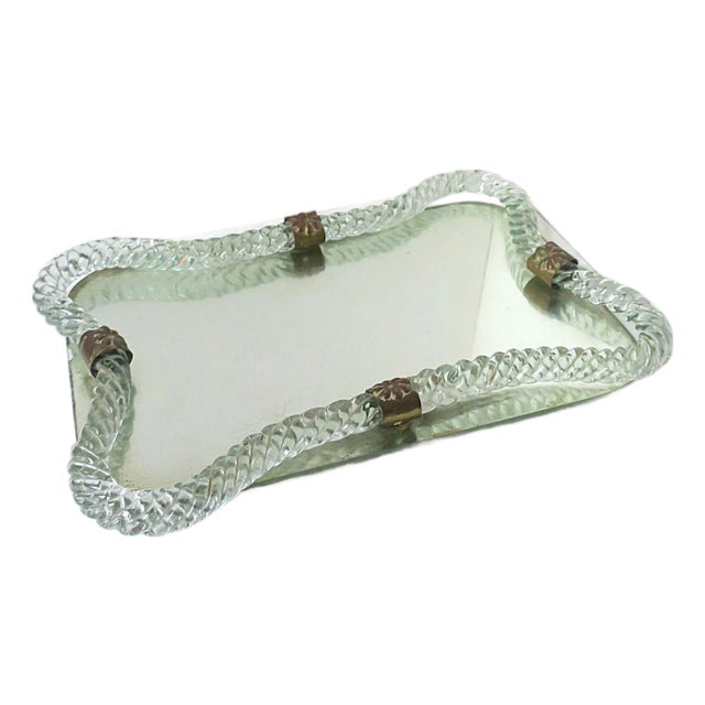 Italian Murano Art Glass Vanity Mirror Tray Venini Attrib. For Sale