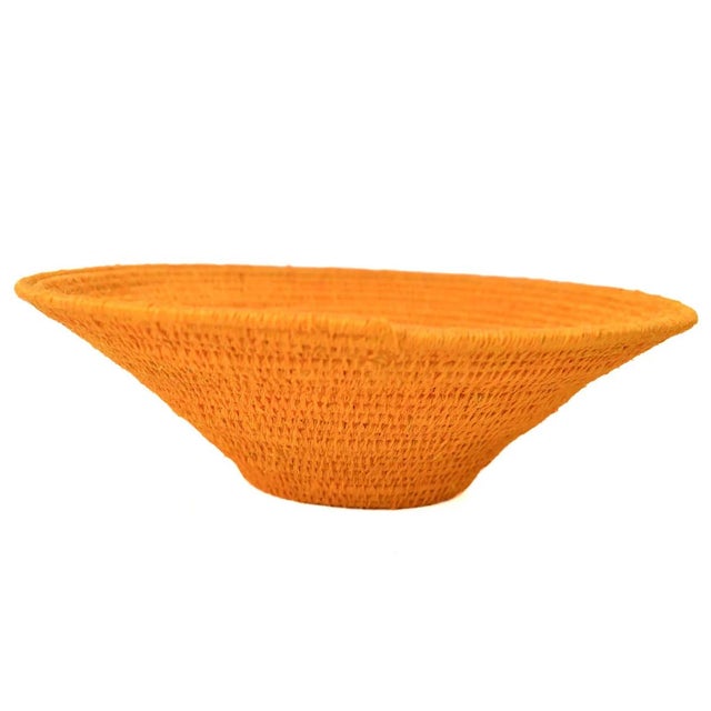 Textile Early 20th Century Sisal Handwoven Basket Orange Eswatini 9inch For Sale - Image 7 of 7