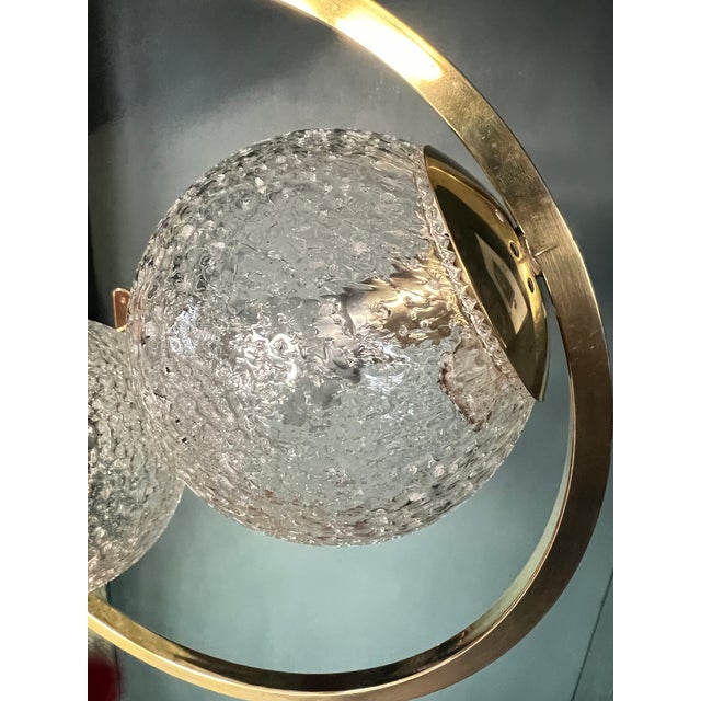 Modernist Brass and Glass Ceiling Lamp, 1960s For Sale - Image 9 of 14