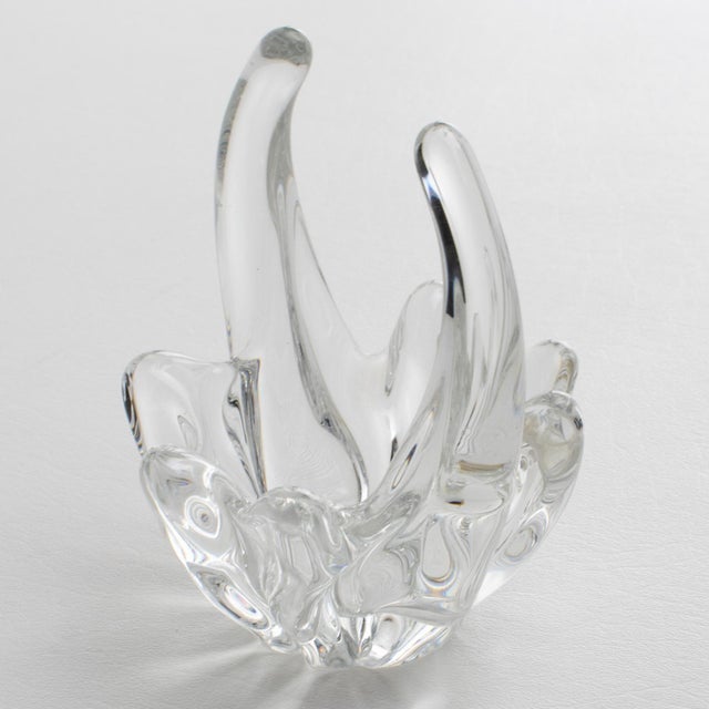Abstract Daum Nancy France Crystal Bud Vase, Basket or Vide Poche, circa 1970 For Sale - Image 3 of 9