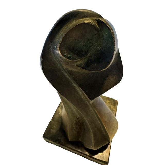 Mid-Century Modern Abstract Bronze Sculpture of Draped Female Figure on Marble Base For Sale - Image 9 of 10
