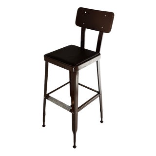 Industrial Brown Bar Stool with Black Seat by Yasu Sasamoto for Dulton For Sale