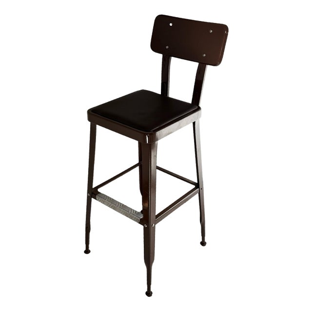 Industrial Brown Bar Stool with Black Seat by Yasu Sasamoto for Dulton For Sale