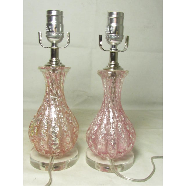 Glass Pair of Murano Art Glass Lamps For Sale - Image 7 of 14
