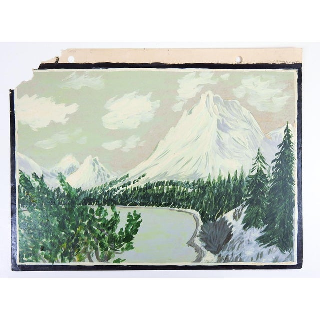 Rustic 1940s Outsider Folk Art Mountain Landscape Painting For Sale - Image 3 of 3