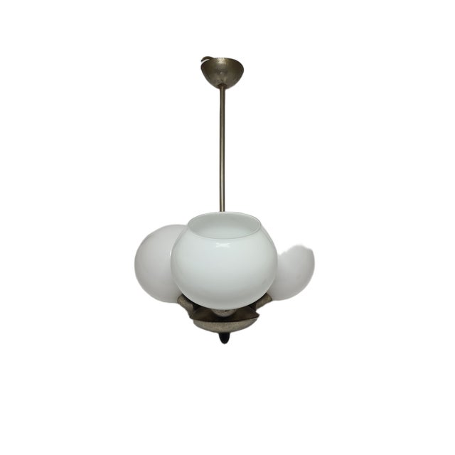Art Deco Glass Chandelier, Poland, 1970s For Sale - Image 4 of 15