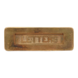 Vintage 6.875 In. Brass Spring Loaded Letters Mail Slot For Sale