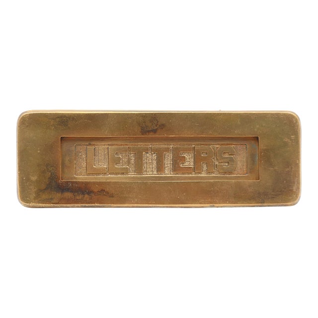 Vintage 6.875 In. Brass Spring Loaded Letters Mail Slot For Sale