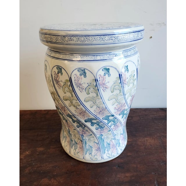 Vintage Chinoiserie Style Ceramic Garden Stool For Sale - Image 4 of 11