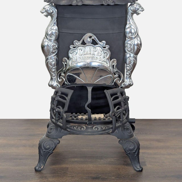 Vintage Iron Parlor Stove With Ornate Details For Sale In San Francisco - Image 6 of 10