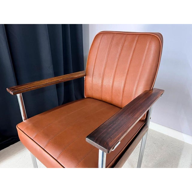 Armchair in Brown Real Leather & Rosewood by Sven Ivar Dysthe for Dokka For Sale - Image 10 of 11