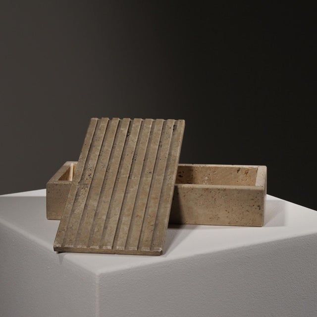 Ribbed Trinket Box in Travertine, Italy, 1970s For Sale - Image 11 of 11