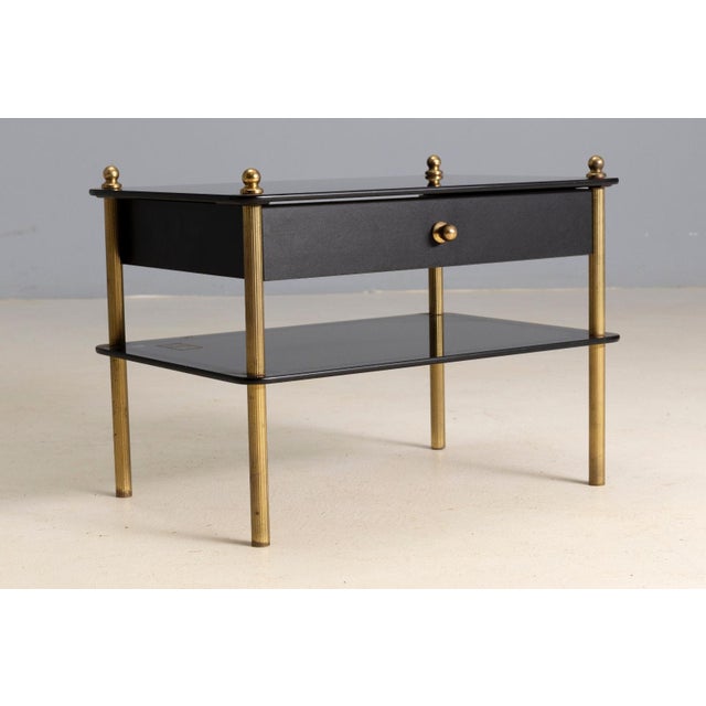 Glass and Brass Side Table with Drawer, 1970s For Sale - Image 4 of 6