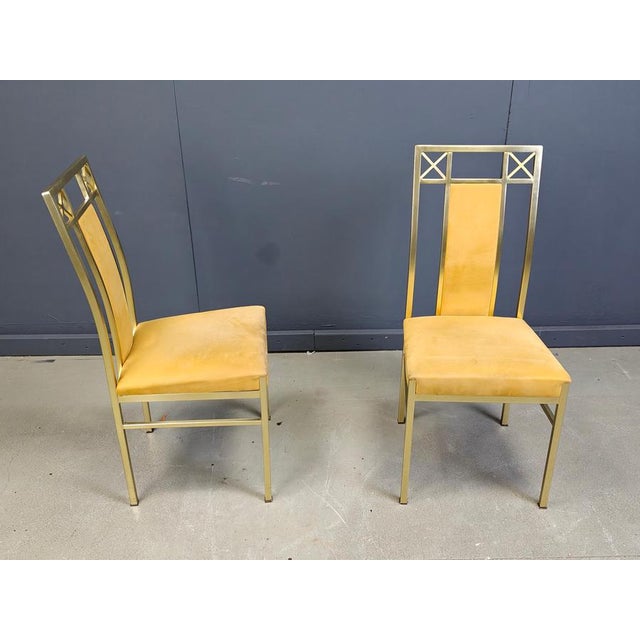 Vintage Brass Dining Chairs attributed to Belgochrom, 1970s, Set of 4 For Sale - Image 4 of 14