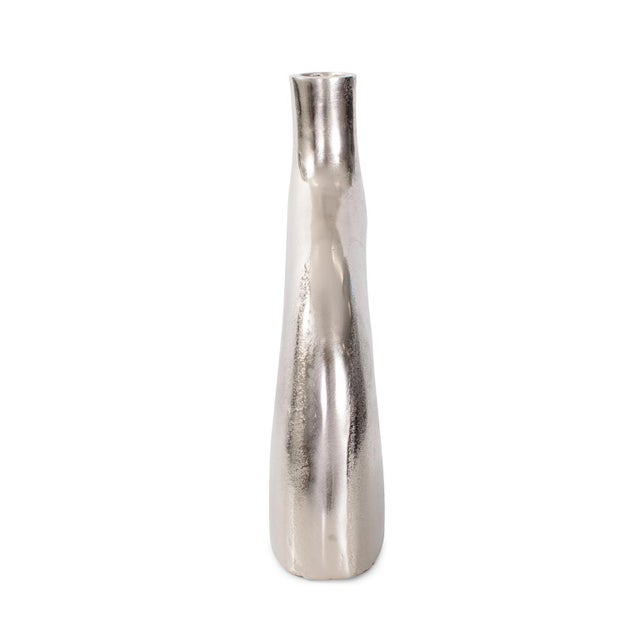 Shirin- Polished Silver Reverse Vase in Cast Aluminum- Tall For Sale - Image 9 of 11