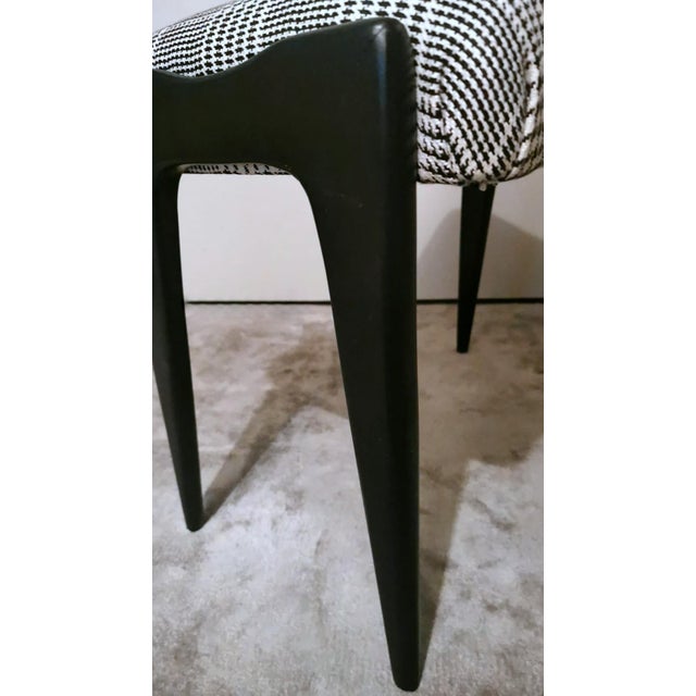 Black 1950s Art Deco Italian Bench Wood and Fabric Dedar Prince of Wales For Sale - Image 8 of 12