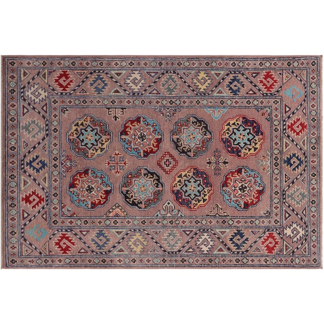 Purple Tribal Kazak Light Purpl/Light Purpl Wool Rug - 3'4''x5'0'' For Sale - Image 8 of 10