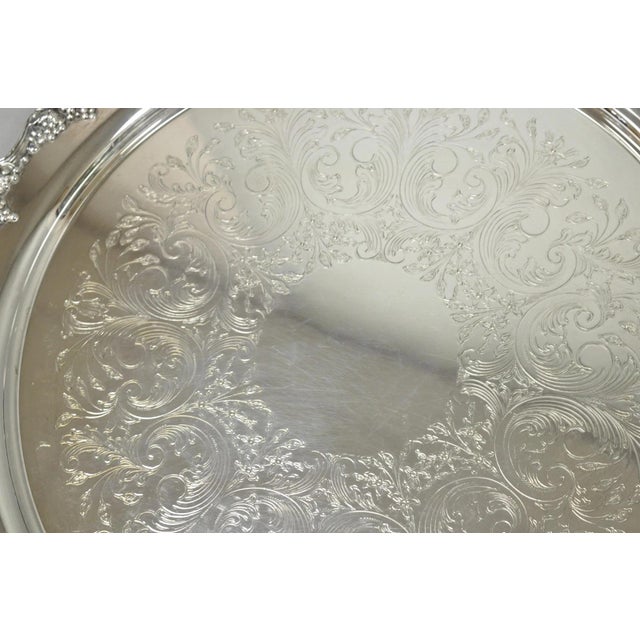 Vintage Victorian Silver Plated Grapevine Repousse 20" Round Serving Platter For Sale - Image 10 of 13