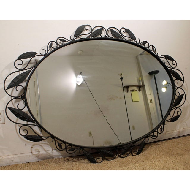 Large 70" Oval Oversized Italian Designer Wrought Iron Wall/Foyer Mirror Chairish