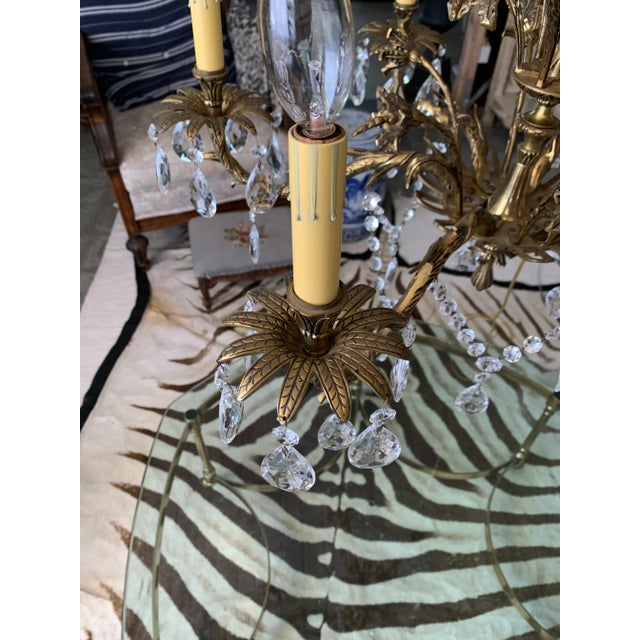 Brass Vintage Cast Brass Rustic European Chandelier For Sale - Image 8 of 12