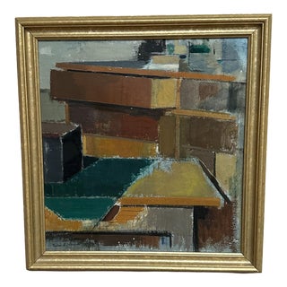 Gustav Adolf Johansson, Cubist Rooftops, 1950s, Oil on Canvas, Framed For Sale