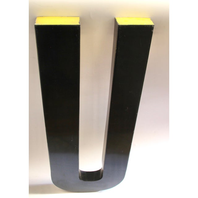 Large Vintage Industrial Lacquered Metal Letter U, 1960s For Sale - Image 4 of 4