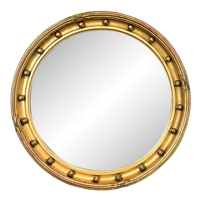 English 19th Century Giltwood Convex Bullseye Mirror For Sale