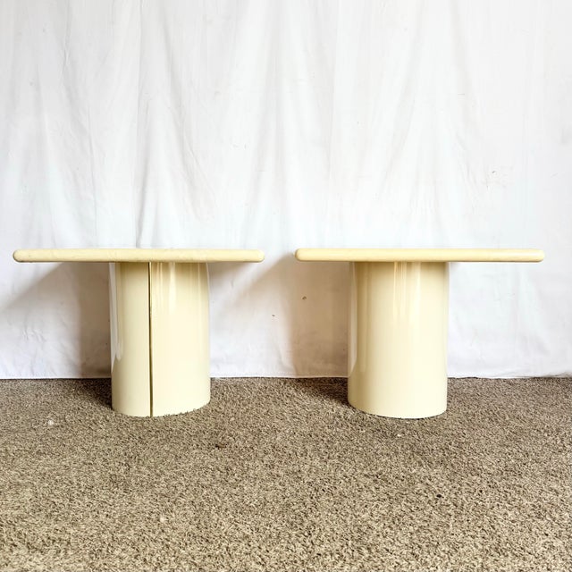 1980s Postmodern Faux Marble Top Side Tables - A Pair For Sale - Image 4 of 8