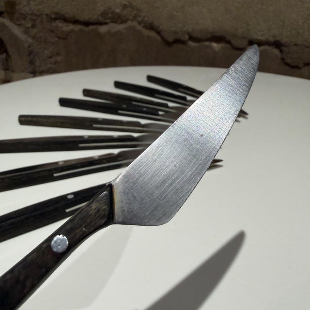 1960s Mid-Century Modern Mac De Luxe Series Steak Knives Japan Stainless Steel Wood - Set of 9 For Sale - Image 10 of 10