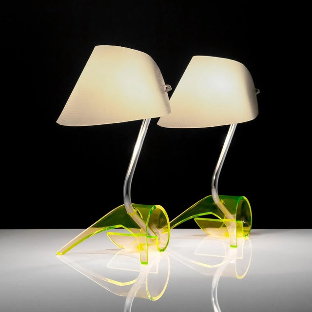Vintage Green Acrylic Table Lamps attributed to Apolinary Galecki, 1960s, Set of 2 For Sale - Image 6 of 7