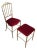 1940s Italian Brass Chiavari Chair and Stool, Seats Covered in Red Velvet- 2 Pieces For Sale