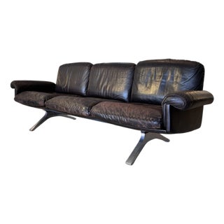 DS-31 3-Seater Sofa in Brown Leather on Cantilever Legs from de Sede, Switzerland, 1970s For Sale