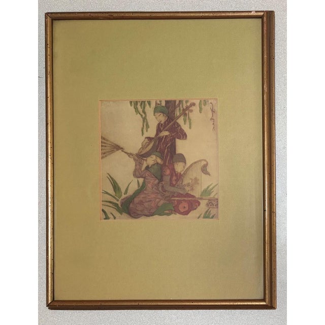 Early 20th Century Framed Elyse Ashe Lorde Print "The Concert", - Chinese, Deco, Hollywood Regency For Sale - Image 5 of 5