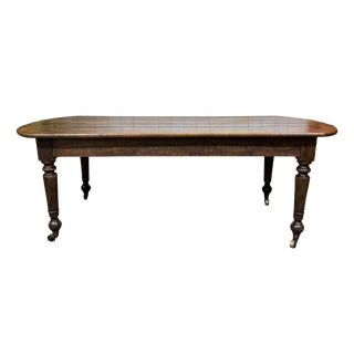 19th-Century Farmhouse Table with Fir Top and Poplar Base For Sale